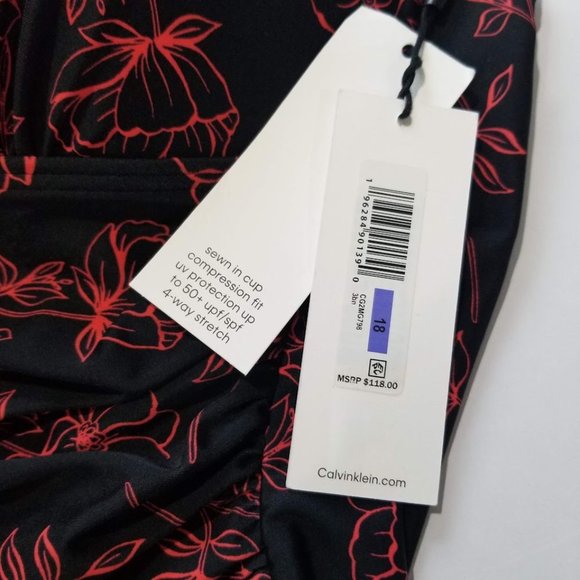 Calvin Klein Shirred Tummy-Control One-Piece Swimsuit Size 18 - Picture 11 of 11